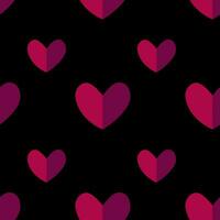 Romantic vector abstract geometric mosaic background with hearts, flowers in retro Scandinavian style, pink red tones.
