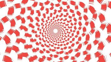 Abstract spiral dotted spinning red and white vortex style flower background. vector