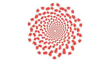 Abstract spiral dotted spinning red and white vortex style flower background. vector