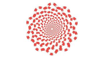 Abstract spiral dotted spinning red and white vortex style flower background. vector