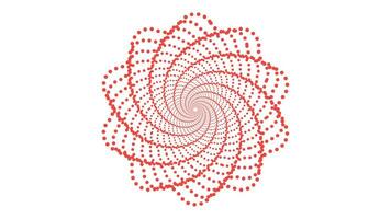Abstract spiral dotted spinning red and white vortex style flower background. vector