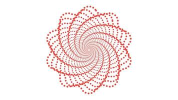 Abstract spiral dotted spinning red and white vortex style flower background. vector