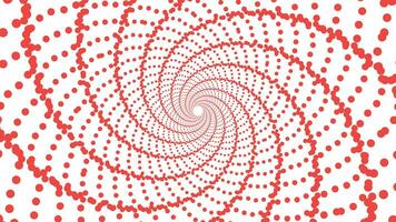 resumen espiral punteado hilado rojo y blanco vórtice estilo flor antecedentes. vector