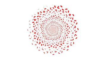 Abstract spiral dotted spinning red and white vortex style flower background. vector