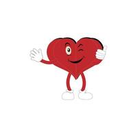 Heart funny cartoon character different pose. Cartoon red heart character with funny face. Happy cute heart emoji set. Love vector illustration. Valentine Day card