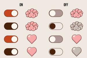 On and Off toggle switch buttons vector