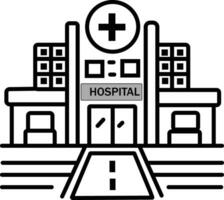 Hospital line icon, outline vector sign, linear style pictogram isolated on white. Medical building symbol, logo illustration. Editable stroke