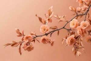 AI generated Peachy Tree Limbs on the 2024 Color of the Year Peach Fuzz Backdrop photo