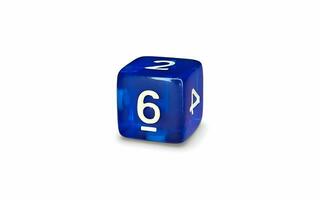 a blue dice with the number six on it photo