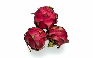 three dragon fruit on a white background photo