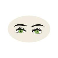 hembra ojos icono con ojo cejas ilustración de mujer sexy lujoso ojo con perfectamente conformado Cejas y lleno pestañas dibujado a mano idea para negocio visitar tarjeta, tipografía vector. vector