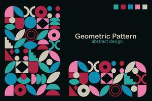 Abstract geometric pattern. Simple circle square shapes, modern minimal banner swiss style. Minimalistic trendy brutalist backgrounds. vector