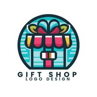 Gift shop decoration item kids shop corner logo design vector template