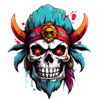 AI generated vector illustration of a skull with a pirate hat png