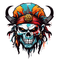 AI generated vector illustration of a skull with a pirate hat png