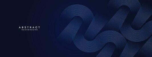 Abstract Dark Blue Waving circles lines Technology Background. Modern gradient with glowing lines shiny geometric shape and diagonal, for brochure, cover, poster, banner, website, header vector