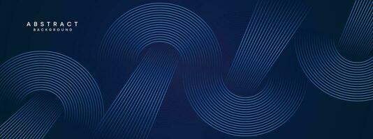 Abstract Dark Blue Waving circles lines Technology Background. Modern gradient with glowing lines shiny geometric shape and diagonal, for brochure, cover, poster, banner, website, header vector