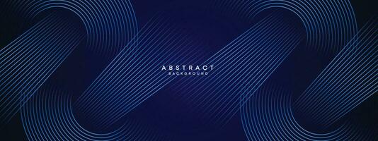 Abstract Dark Blue Waving circles lines Technology Background. Modern gradient with glowing lines shiny geometric shape and diagonal, for brochure, cover, poster, banner, website, header vector