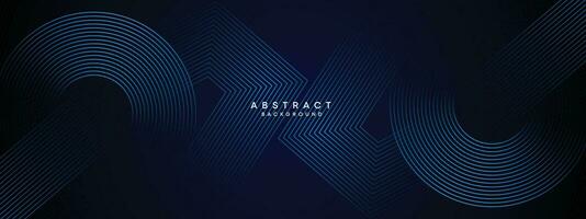 Abstract Dark Blue Waving circles lines Technology Background. Modern gradient with glowing lines shiny geometric shape and diagonal, for brochure, cover, poster, banner, website, header vector