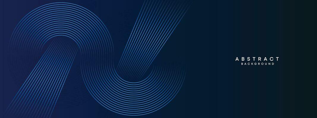 Abstract Dark Blue Waving circles lines Technology Background. Modern gradient with glowing lines shiny geometric shape and diagonal, for brochure, cover, poster, banner, website, header