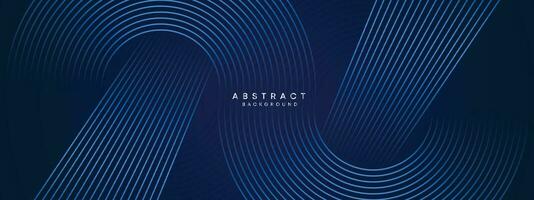 Abstract Dark Blue Waving circles lines Technology Background. Modern gradient with glowing lines shiny geometric shape and diagonal, for brochure, cover, poster, banner, website, header vector