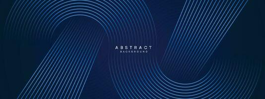 Abstract Dark Blue Waving circles lines Technology Background. Modern gradient with glowing lines shiny geometric shape and diagonal, for brochure, cover, poster, banner, website, header vector