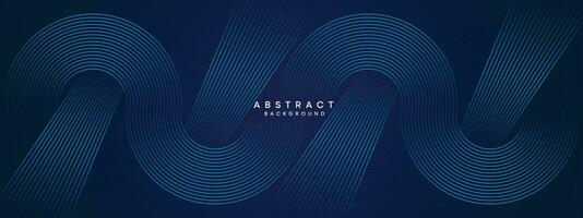 Abstract Dark Blue Waving circles lines Technology Background. Modern gradient with glowing lines shiny geometric shape and diagonal, for brochure, cover, poster, banner, website, header vector