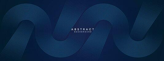 Abstract Dark Blue Waving circles lines Technology Background. Modern gradient with glowing lines shiny geometric shape and diagonal, for brochure, cover, poster, banner, website, header vector