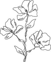 Flower Line Art Continuous vector