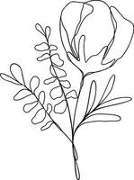 Flower Line Art Continuous vector