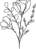 Flower Line Art Continuous vector