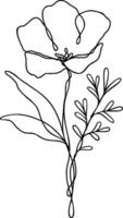 Flower Line Art Continuous vector