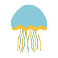 Jellyfish icon isolated vector illustration. Flat cartoon hand drawn colored design.