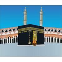 eid Mubarak diseño con kaaba vector