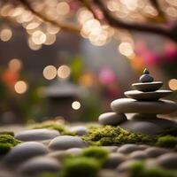 AI generated zen garden with stones and moss photo