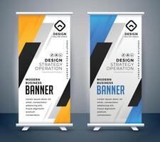 roll up banner stand design set vector