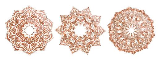 three detailed mandala pattern ethnic set vector