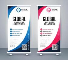 business roll up display standee for presentation purpose vector