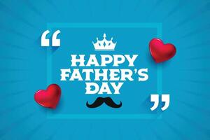 realistic happy fathers day blue greeting vector