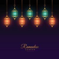 islamic arabic lantern decoration ramadan kareem background vector