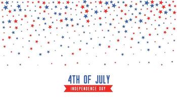 4th of july background with falling stars confetti vector