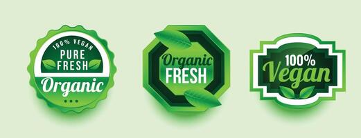 pure organic fresh product label design vector