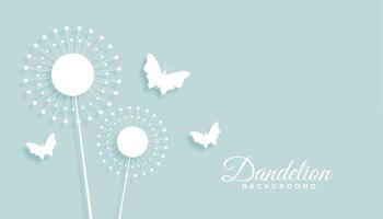 dandelion flower with butterfly background vector