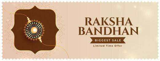 traditional rakha bandhan sale banner with rakhi design vector