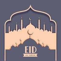 eid Alabama adha islámico tarjeta con mezquita diseño vector