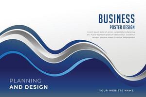 business presentation template in blue wavy style vector