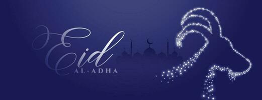 eid al adha photo banner with sparkling goat face vector