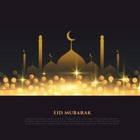 religious eid mubarak festival golden background vector