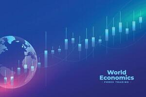 world economics forex trading blue background vector