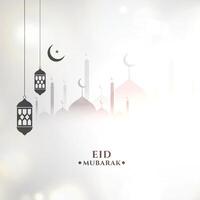 eid mubarak religious white background vector